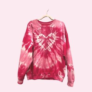 Urban Outfitters Tie-Dye Heart Crewneck Sweatshirt